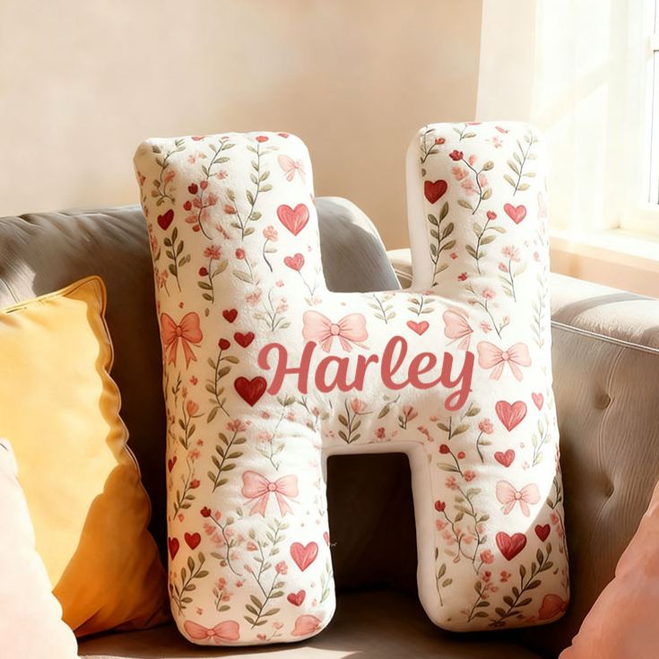 Personalized Flower Girl Floral Initial Pillow Home Decor Pillow Flower Girl Christmas Pillow