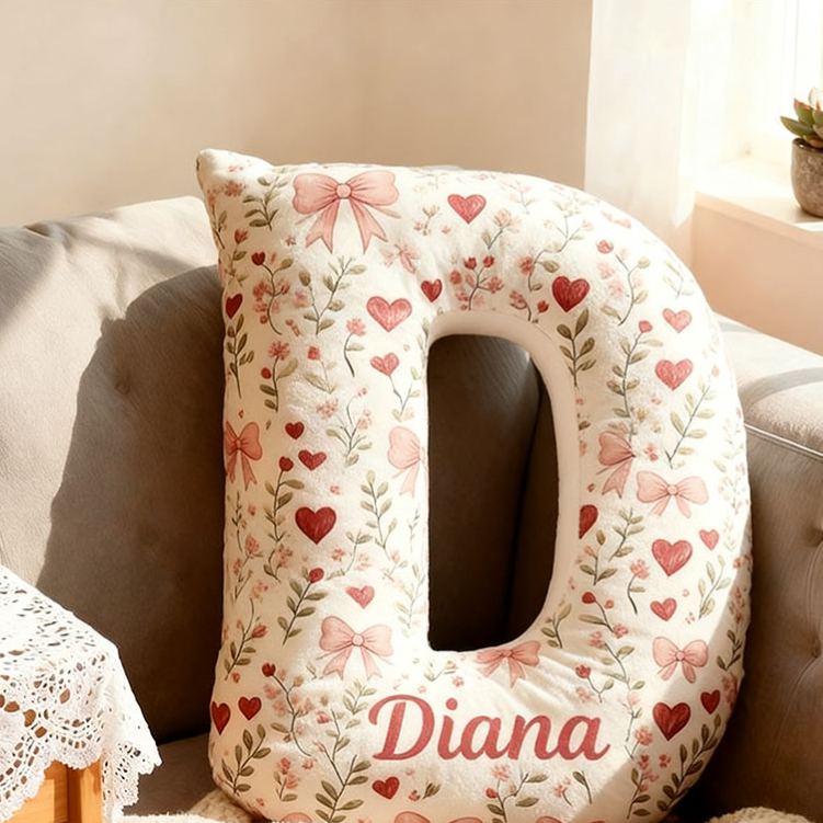 Personalized Flower Girl Floral Initial Pillow Home Decor Pillow Flower Girl Christmas Pillow