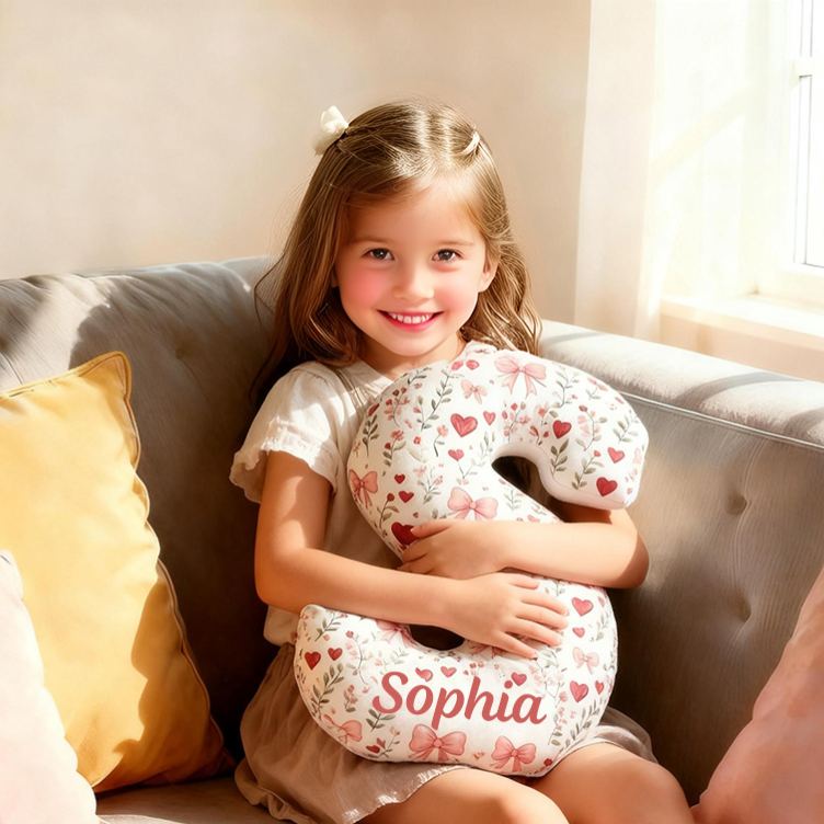 Personalized Flower Girl Floral Initial Pillow Home Decor Pillow Flower Girl Christmas Pillow