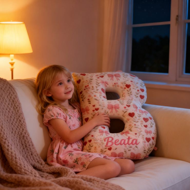 Personalized Flower Girl Floral Initial Pillow Home Decor Pillow Flower Girl Christmas Pillow
