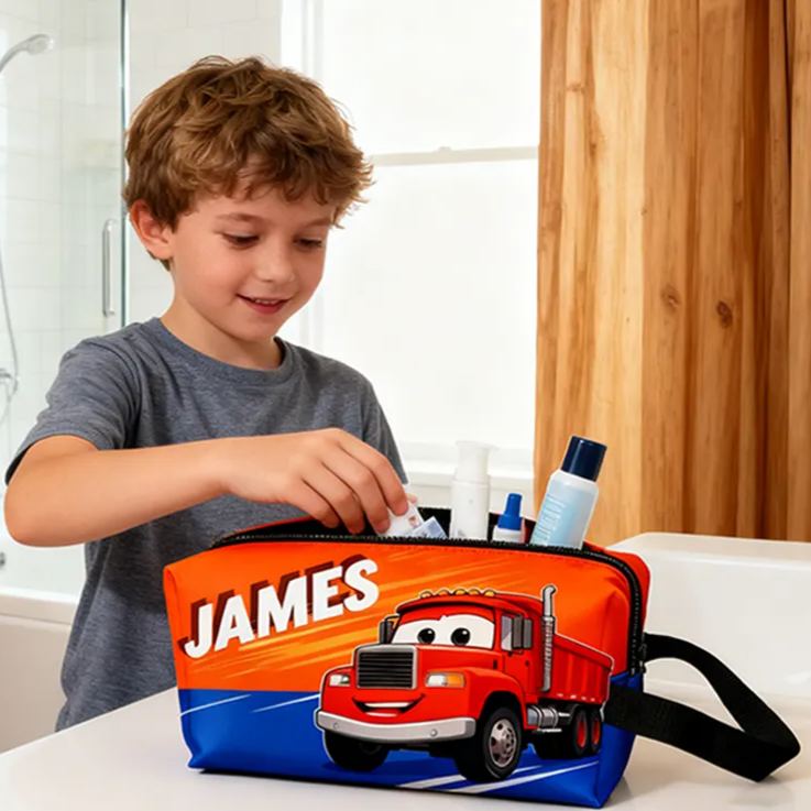 Personalized License Plate Print Toiletry Bag Customizable Name or License Plate Number Gift for Kids Collectors