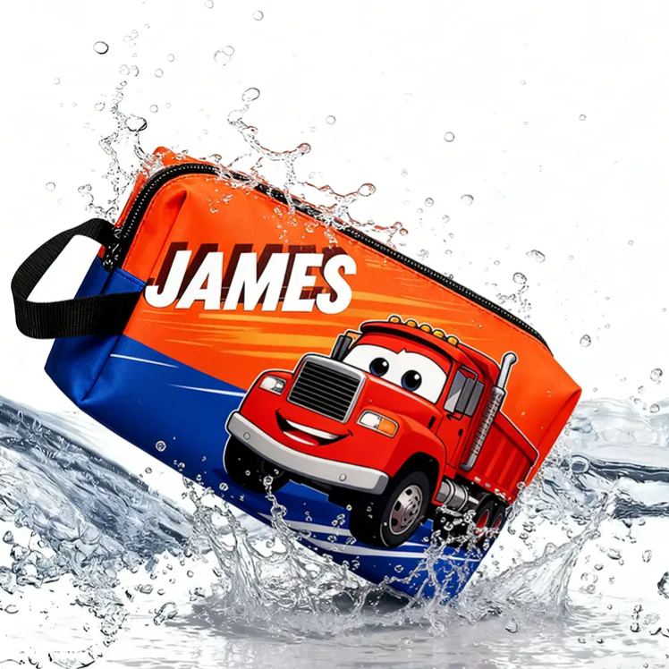 Personalized License Plate Print Toiletry Bag Customizable Name or License Plate Number Gift for Kids Collectors