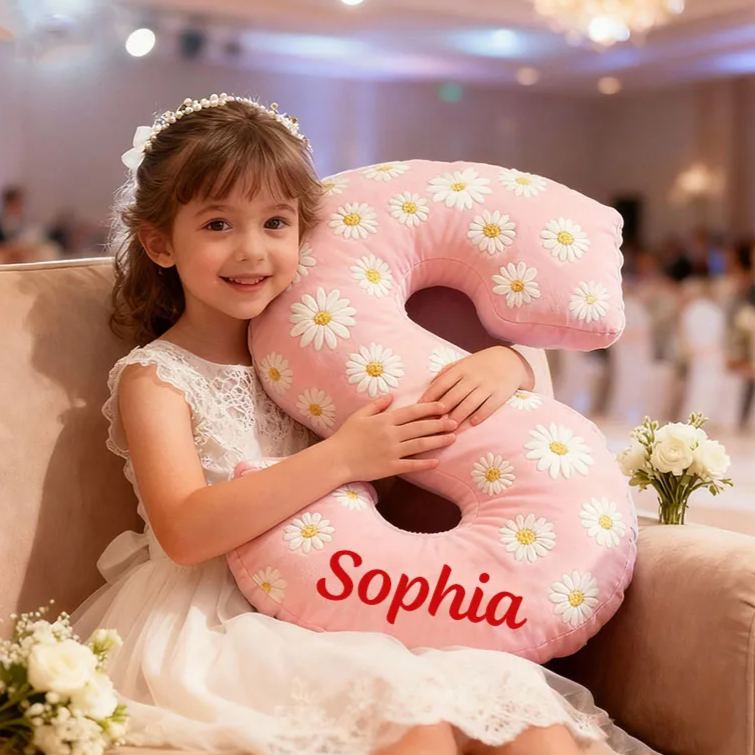 Personalized Flower Girl Daisy Flower Letter Pillow Custom Girl Name Cushion Wedding Gift for Flower Girl Christmas Gift for Girlfriend Wife