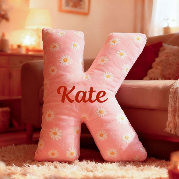 Personalized Flower Girl Daisy Flower Letter Pillow Custom Girl Name Cushion Wedding Gift for Flower Girl Christmas Gift for Girlfriend Wife