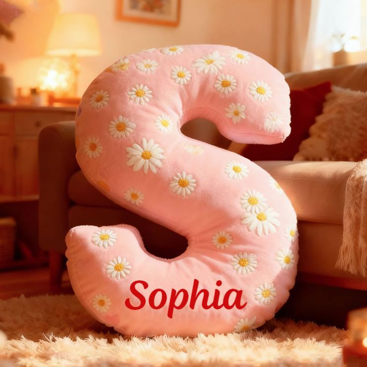 Personalized Flower Girl Daisy Flower Letter Pillow Custom Girl Name Cushion Wedding Gift for Flower Girl Christmas Gift for Girlfriend Wife