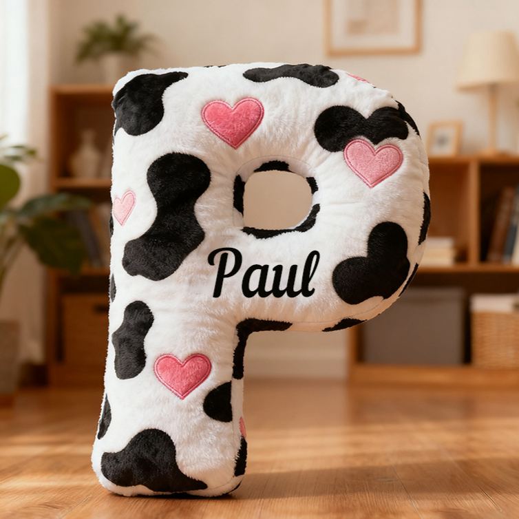 Personalized Cow Print Initial Pillow for Girlfriend Custom Initial Pillow for Her Holiday Decor Pillow