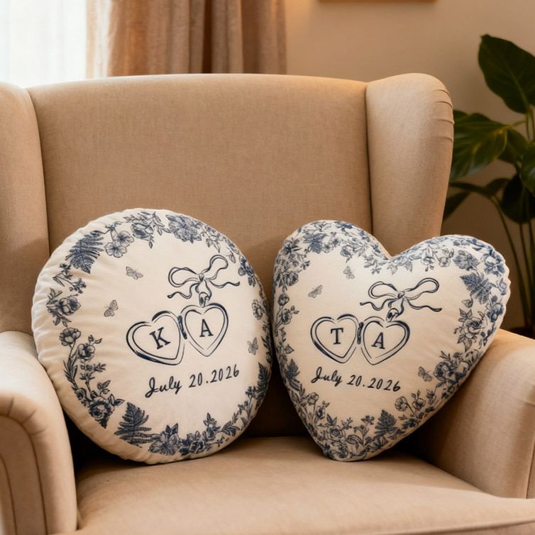 Personalized Couple Bow Locked Initials and date Pillow Custom Wife Husband Pillow Newlyweds Wedding Sentimental Cushion First Christmas Married Gift
