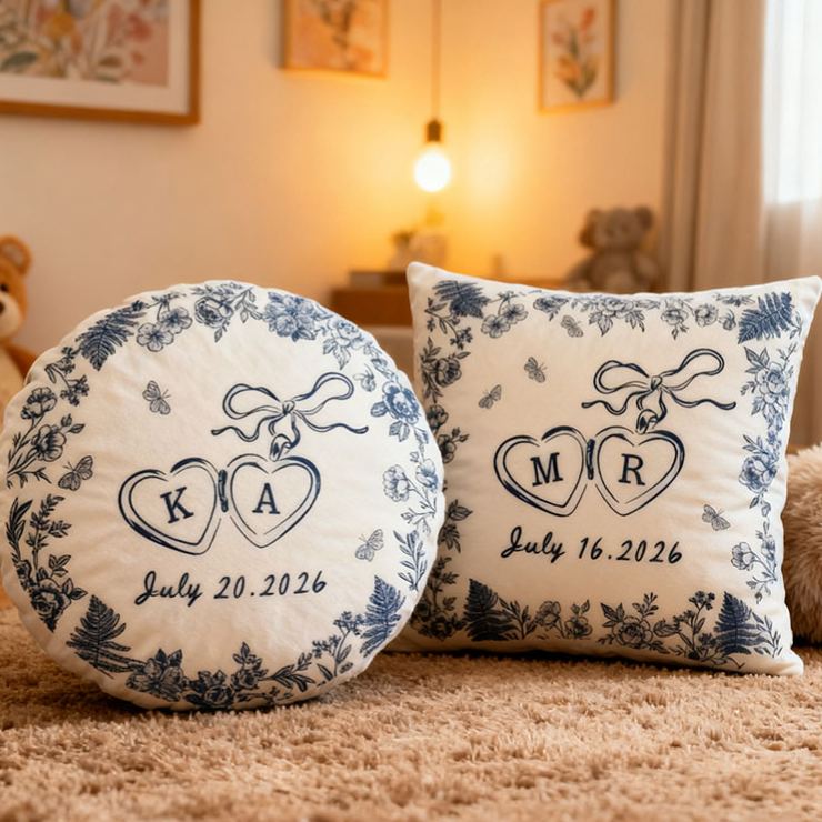 Personalized Couple Bow Locked Initials and date Pillow Custom Wife Husband Pillow Newlyweds Wedding Sentimental Cushion First Christmas Married Gift