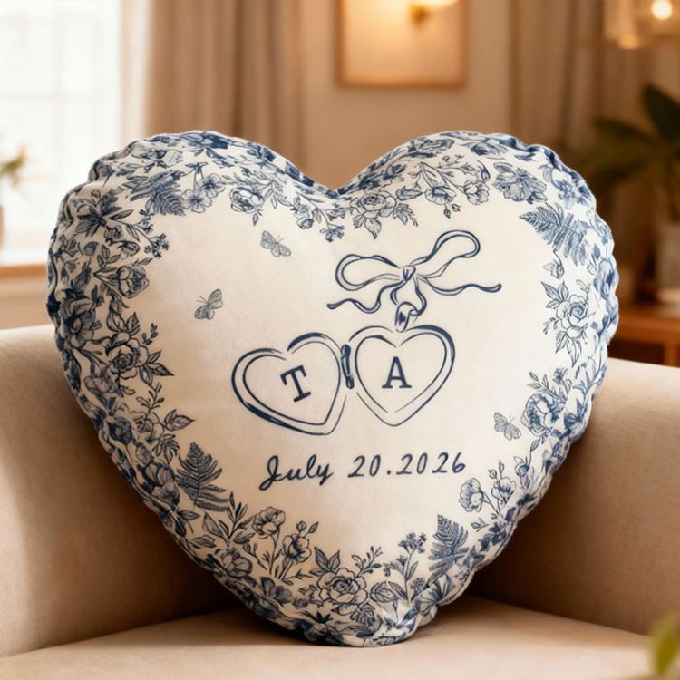 Personalized Couple Bow Locked Initials and date Pillow Custom Wife Husband Pillow Newlyweds Wedding Sentimental Cushion First Christmas Married Gift