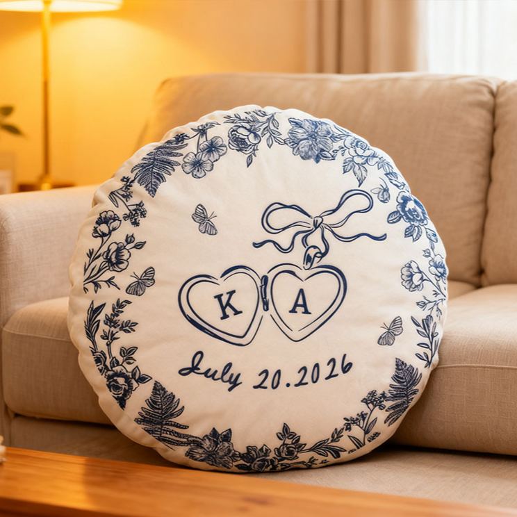 Personalized Couple Bow Locked Initials and date Pillow Custom Wife Husband Pillow Newlyweds Wedding Sentimental Cushion First Christmas Married Gift
