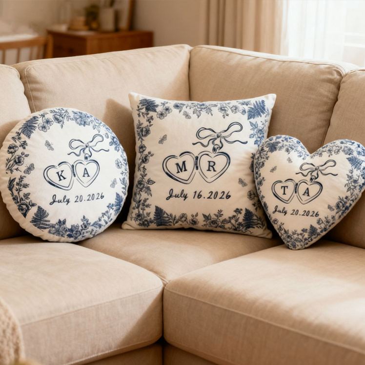 Personalized Couple Bow Locked Initials and date Pillow Custom Wife Husband Pillow Newlyweds Wedding Sentimental Cushion First Christmas Married Gift