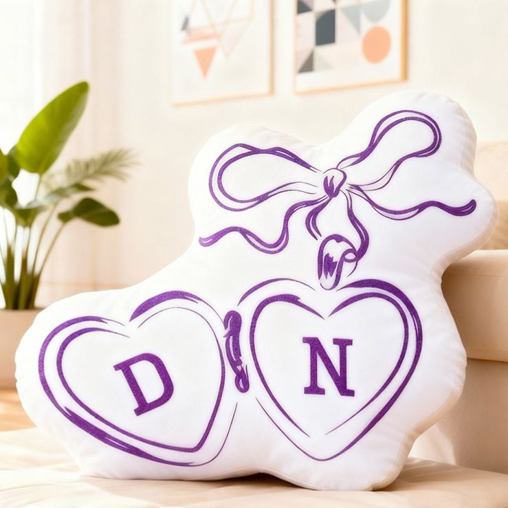 Personalized Couple Bow Locked Initials Pillow Custom Wife Husband Pillow Newlyweds Wedding Sentimental Cushion First Christmas Married Gift