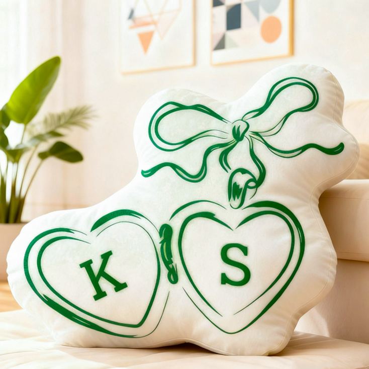 Personalized Couple Bow Locked Initials Pillow Custom Wife Husband Pillow Newlyweds Wedding Sentimental Cushion First Christmas Married Gift