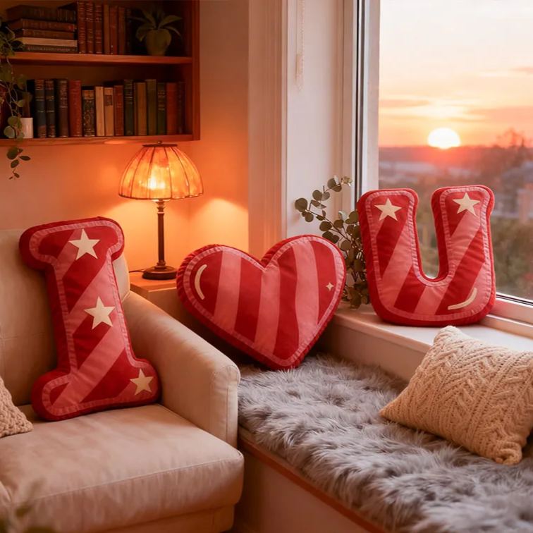 Personalized Girlfriend Initials Pillow Custom Couple Newlyweds Letter Cushion DIY Name Pillow First Christmas Pillow for Husband Wife Boyfriend