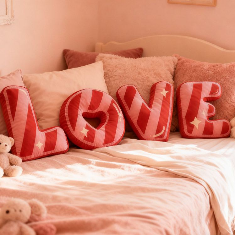 Personalized Girlfriend Initials Pillow Custom Couple Newlyweds Letter Cushion DIY Name Pillow First Christmas Pillow for Husband Wife Boyfriend