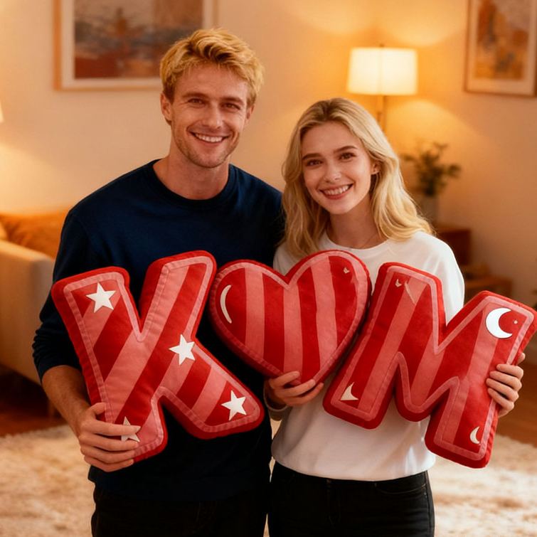 Personalized Girlfriend Initials Pillow Custom Couple Newlyweds Letter Cushion DIY Name Pillow First Christmas Pillow for Husband Wife Boyfriend