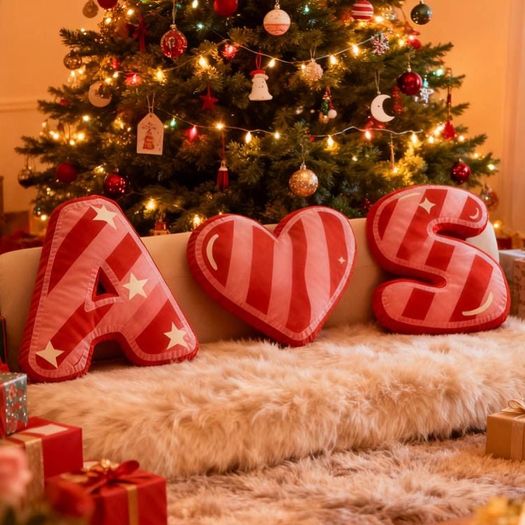 Personalized Girlfriend Initials Pillow Custom Couple Newlyweds Letter Cushion DIY Name Pillow First Christmas Pillow for Husband Wife Boyfriend