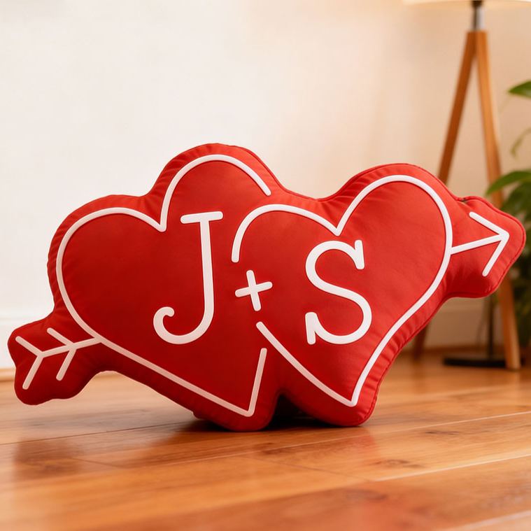 Personalized Couple Arrow Through Hearts Pillow Custom Boyfriend  Girlfriend Initials Pillow Valentine's Day Pillow Wife First Christmas Gift for Her