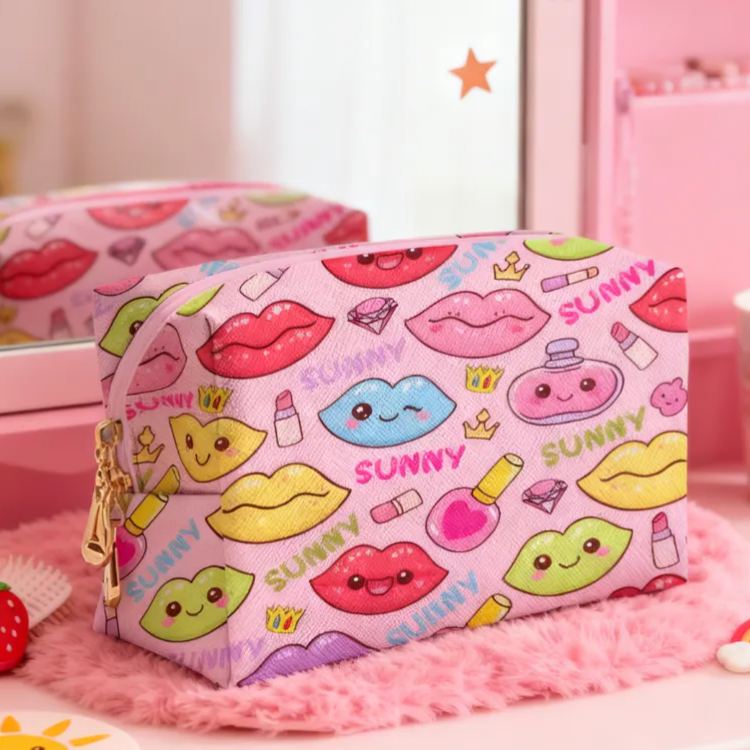 Personalized Fun Makeup Toiletry Bag Custom Name for Kids Travel Gifts and Daily Use