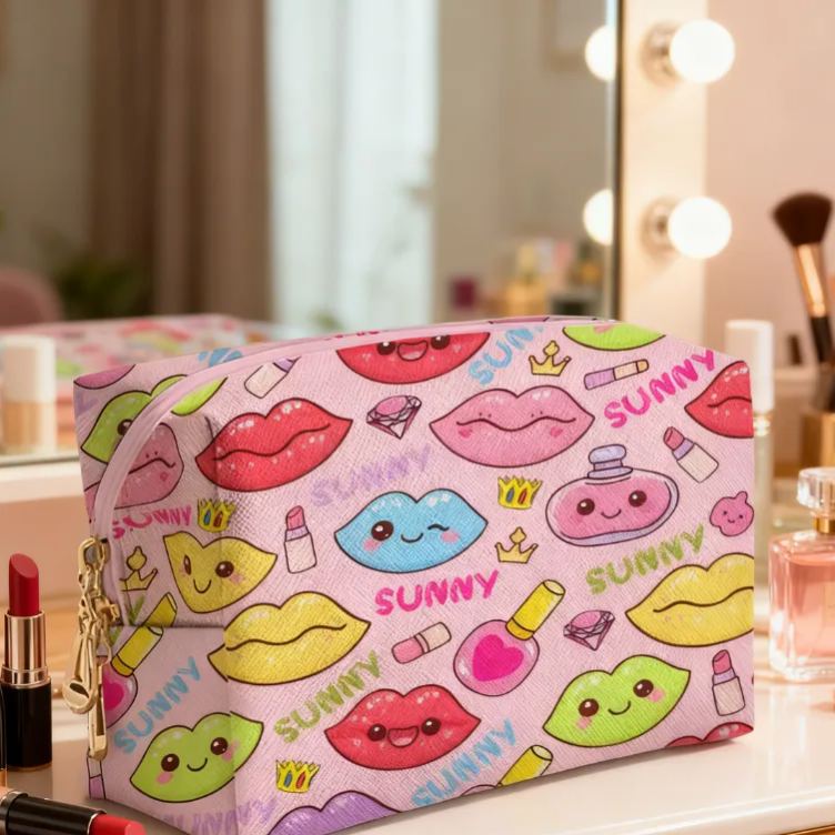 Personalized Fun Makeup Toiletry Bag Custom Name for Kids Travel Gifts and Daily Use