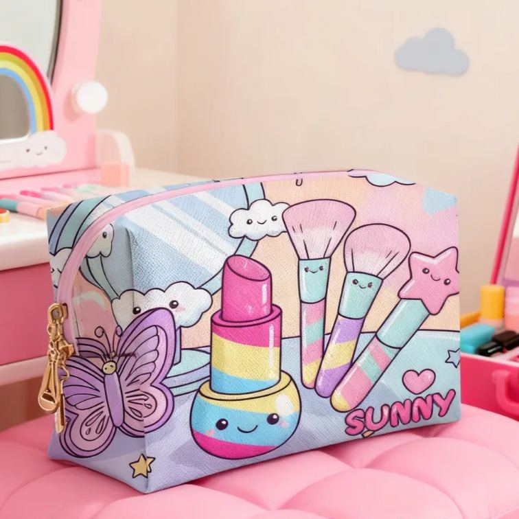 Personalized Magical Makeup Tool Organizer Toiletry Bag Custom Name for Kids Travel Gifts and Daily Use