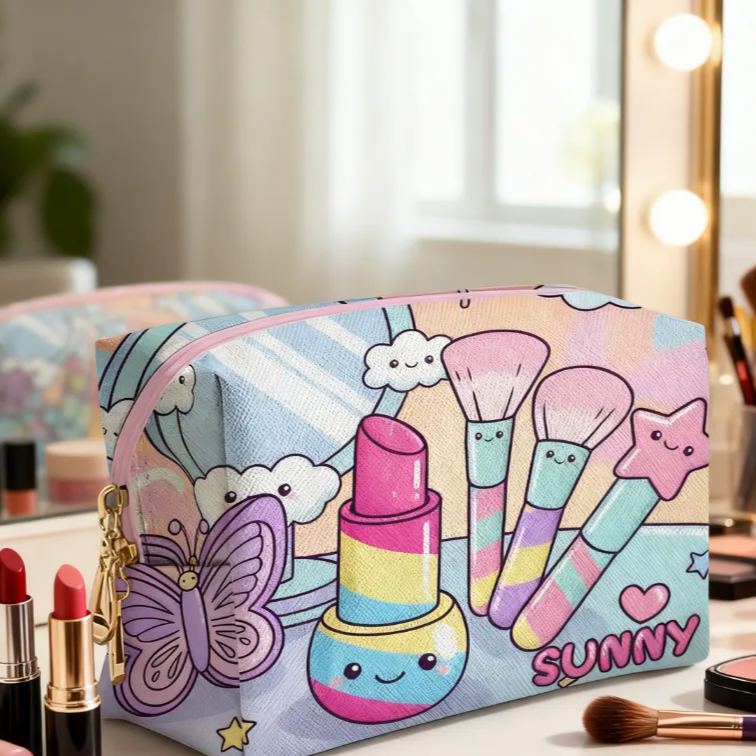 Personalized Magical Makeup Tool Organizer Toiletry Bag Custom Name for Kids Travel Gifts and Daily Use