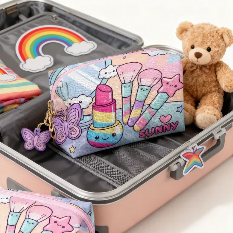 Personalized Magical Makeup Tool Organizer Toiletry Bag Custom Name for Kids Travel Gifts and Daily Use