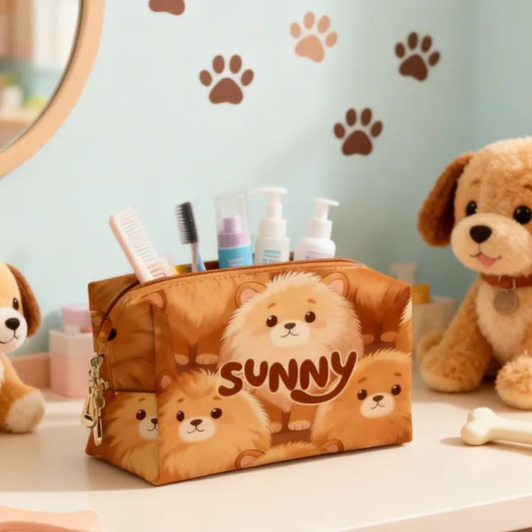 Personalized Cute Lion Animal Toiletry Bag Custom Name for Kids Travel Gifts and Daily Use