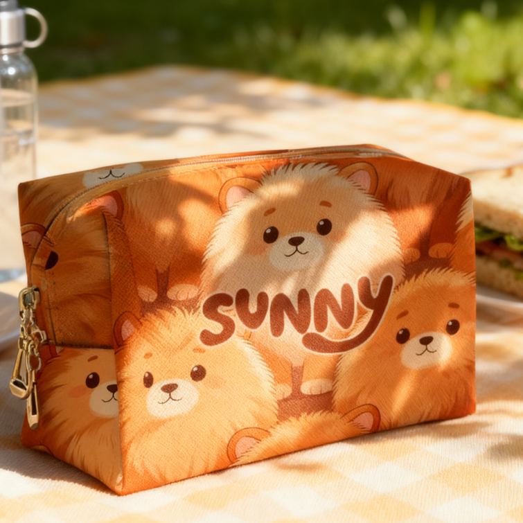 Personalized Cute Lion Animal Toiletry Bag Custom Name for Kids Travel Gifts and Daily Use