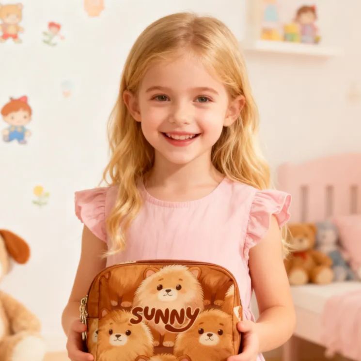 Personalized Cute Lion Animal Toiletry Bag Custom Name for Kids Travel Gifts and Daily Use
