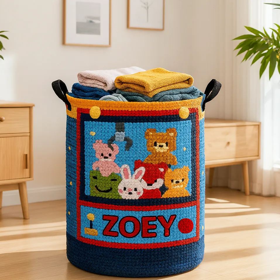 Personalized Arcade Fun Print Large Waterproof Laundry Hamper with Handle Custom Name Embroidery Kids Holiday Gift