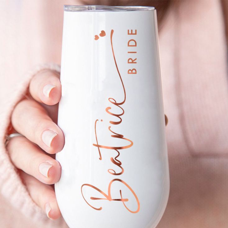 Personalized Elegant Bridesmaid Name and Heart Champagne Tumbler Custom Bride Champagne Tumbler Maid of Honor Bachelorette Party Bridal Shower Gift
