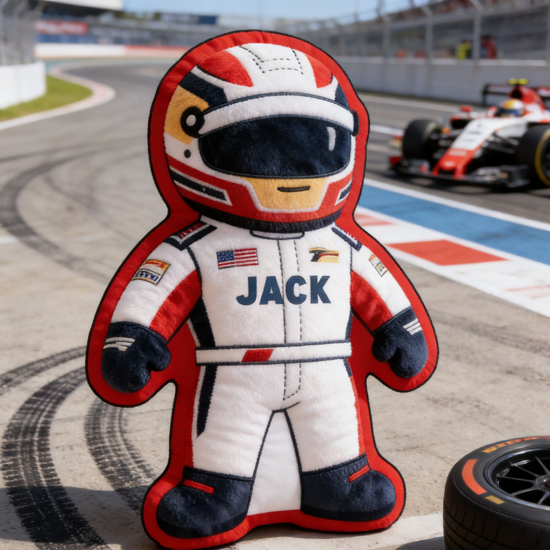 Personalized Racer Shaped Pillow Custom Name Plush Perfect Home Decor Gift for Racers and Racing Lovers