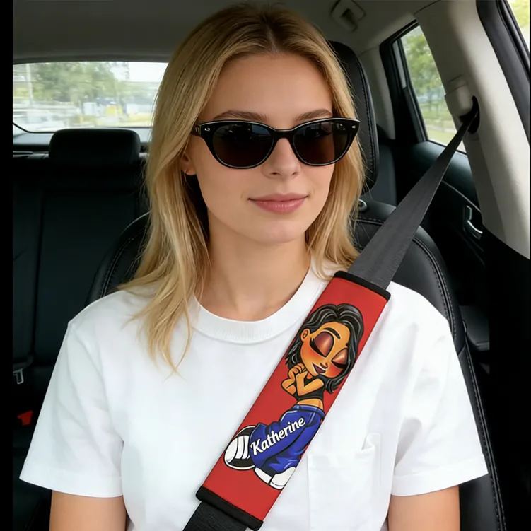 Personalized Cool Couple Car Seatbelt Pads Non-Slip Soft Shoulder Protectors Gift for Couples