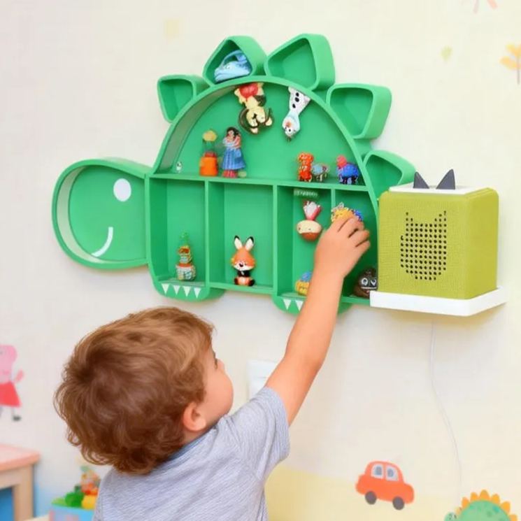 Dinosaur Shaped Wall Shelf Creative 3D Printed Kids Room Organizer Perfect for Displaying Toys, Figurines, Books, and Nursery Decor
