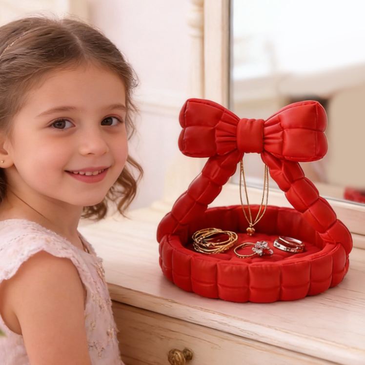 Bowknot Jewelry Holder Elegant 3D Printed Basket Shaped Organizer Perfect for Girls Dressing Table, Accessories, and Gift Decor