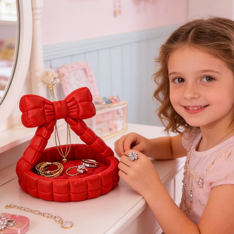 Bowknot Jewelry Holder Elegant 3D Printed Basket Shaped Organizer Perfect for Girls Dressing Table, Accessories, and Gift Decor