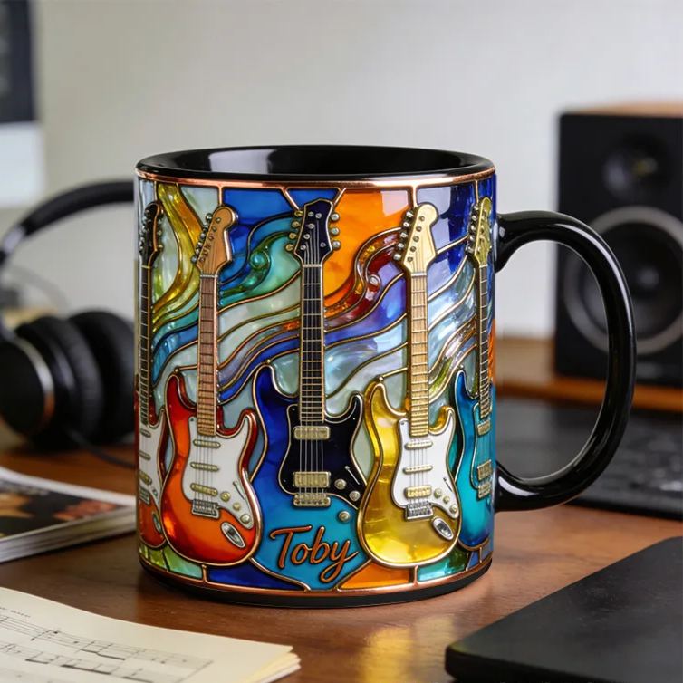 Personalized 2D Flat Colorful Chords Mug Custom Vinyl Records Themed Mug for Music Lovers