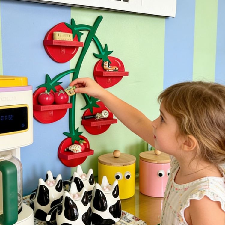 Tomato Vine Shape Wall Mounted Shelves Creative 3D Printed Kitchen Organizer Spice Rack and Trinket Display Decor