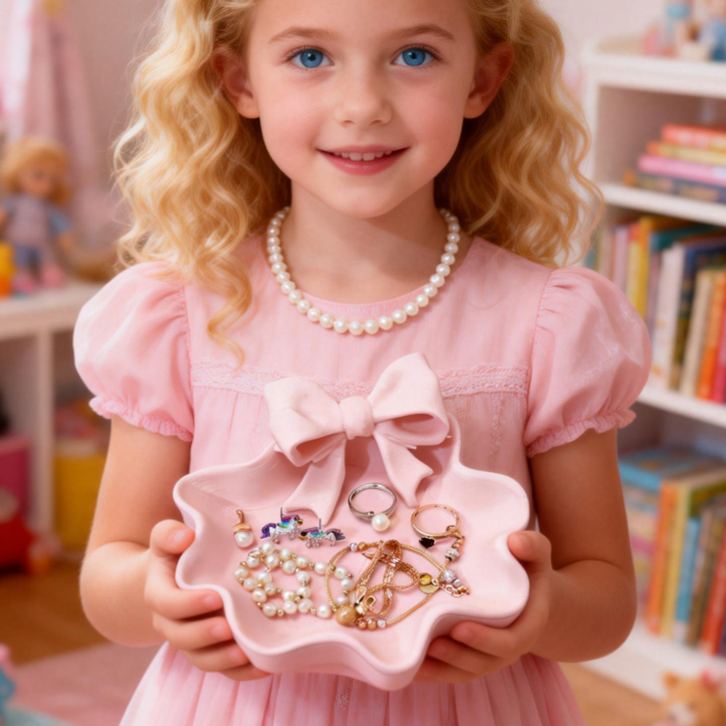 Pink Bow Shaped 3D Printed Jewelry Organizer Trinket Storage Tray Gift for Kids