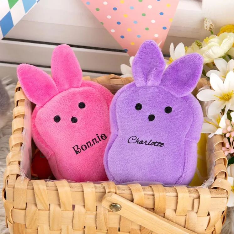Personalized Macaron Color Cute Bunny Plush Coin Purse Wallet with Name Easter Basket Stuffers Birthday Gift for Kids