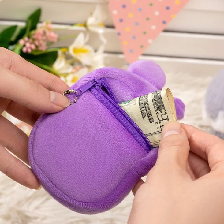 Personalized Macaron Color Cute Bunny Plush Coin Purse Wallet with Name Easter Basket Stuffers Birthday Gift for Kids
