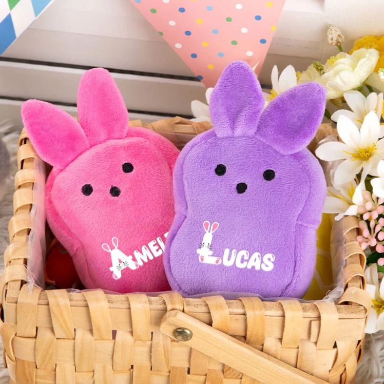 Personalized Cute Bunny Plush Coin Purse Wallet with Name and Wrist Strap Easter Basket Filler Happy Easter Gift for Kids