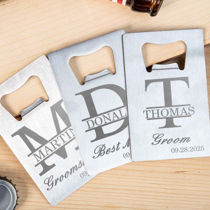 Personalized Monogrammed Groomsman Credit Card Bottle Opener Engraved Bottle Opener for Groom Custom Groomsman Opener Men's Bachelor Favors Bottle Opener