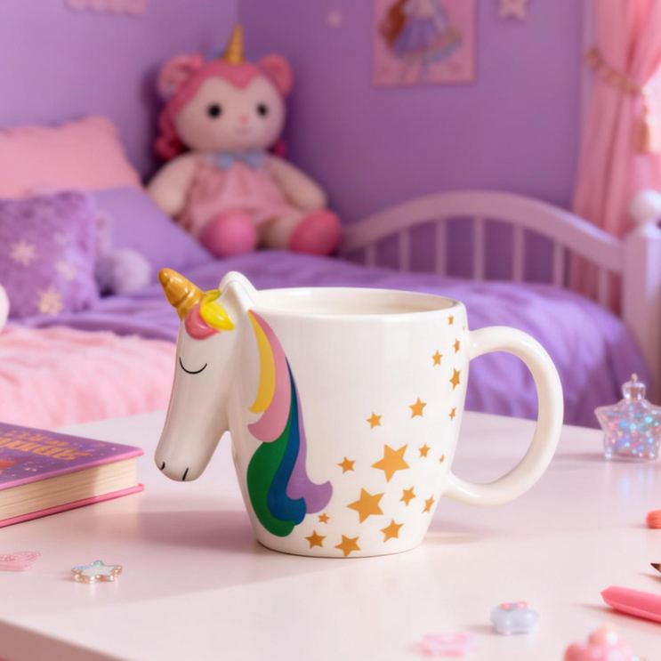 3D Adorable Dreamy Horse and Rainbow Theme Kids Drink Cup Mug Gift for Kids