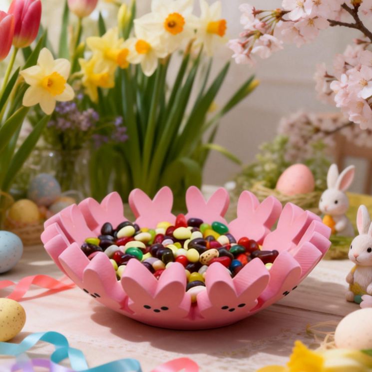 Lovely Bunny Themed Home Decoration Candy Holder Bunny Bowl 3D Printing
