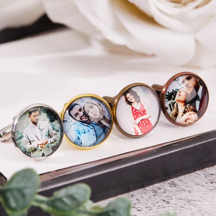 Personalized Photo and Message Cufflinks Custom Groom Groomsmen Wedding Cufflinks Photo Cufflinks for Husband Valentine Gift for Him
