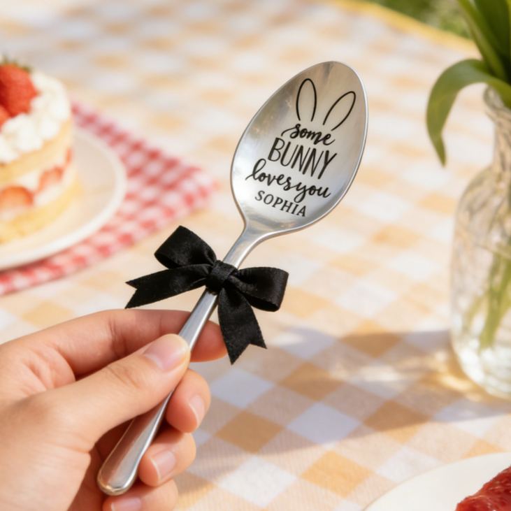 Personalized Lovely Custom Name Some Bunny Loves You Adorable Easter Utensil Spoon