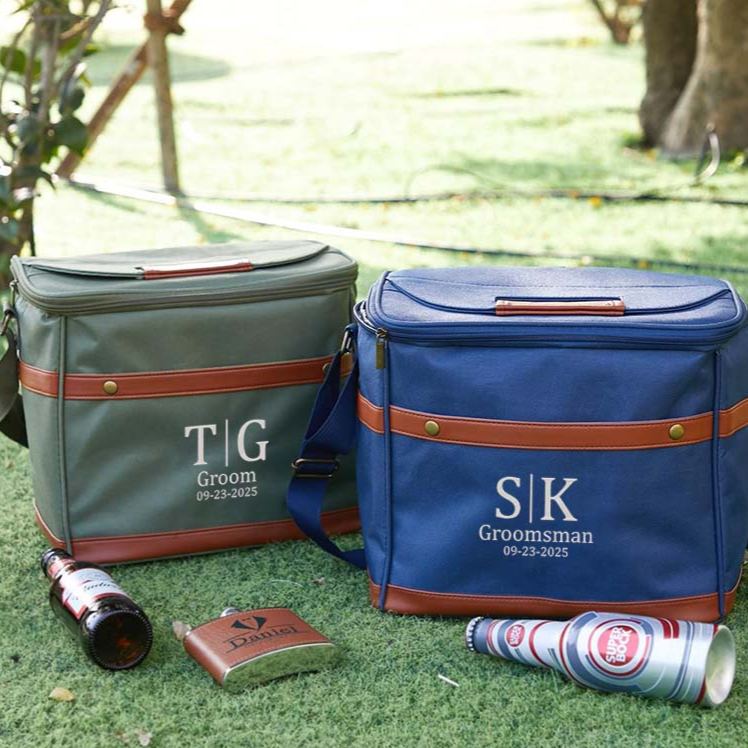 Personalized Groomsman Cooler Bag Men’s Beer Can Cooler Bag Embroidery Cooler Bag with Name Groomsman Bachelor Favors Cooler Bag Men’s Gift Bag