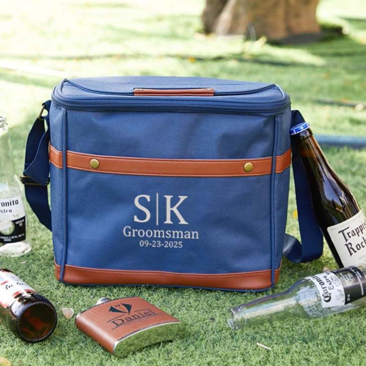 Personalized Groomsman Cooler Bag Men’s Beer Can Cooler Bag Embroidery Cooler Bag with Name Groomsman Bachelor Favors Cooler Bag Men’s Gift Bag